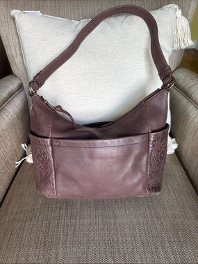 The Sak Keira Leather Shoulder Bag with Embossed Side Panels